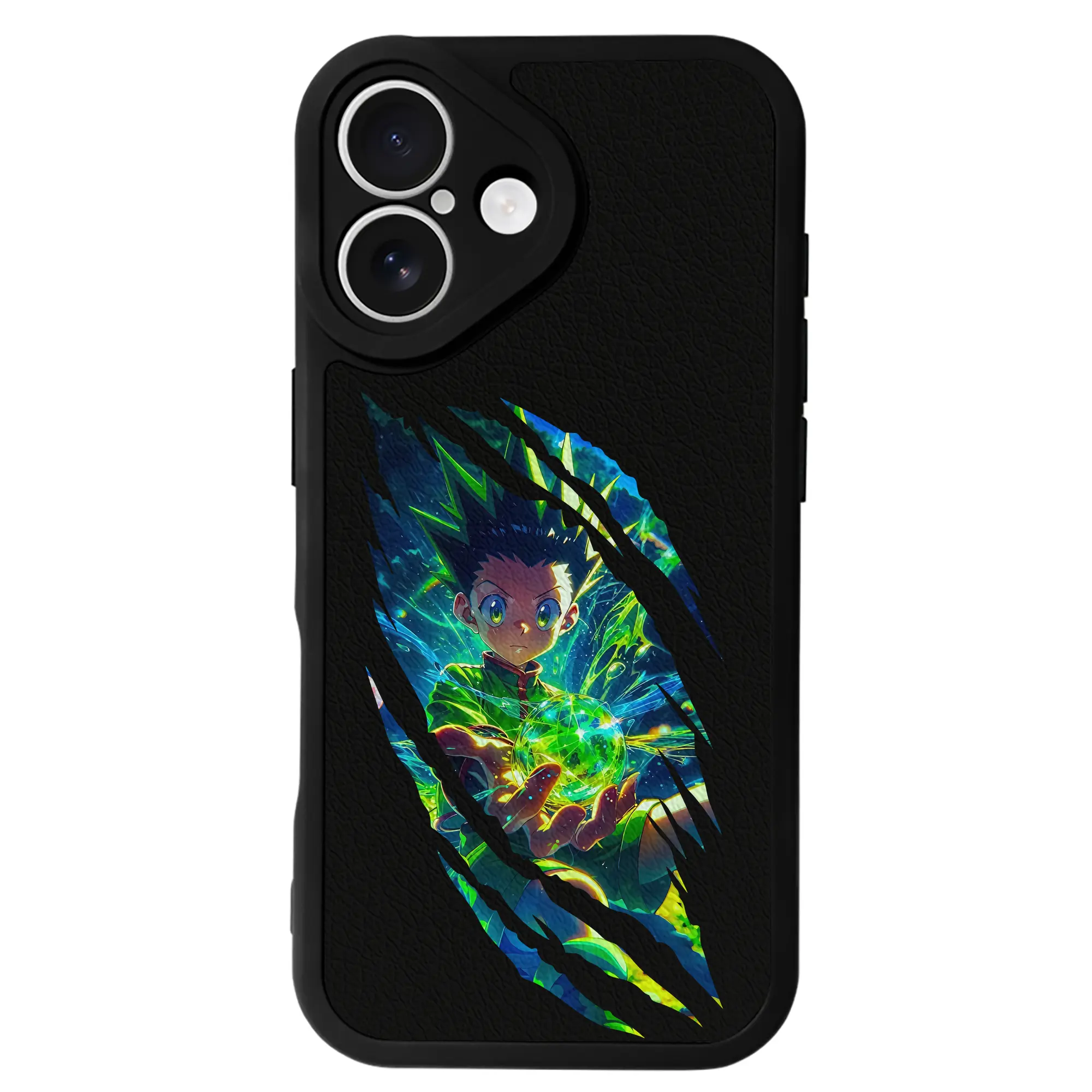 ハンター×ハンター グッズ ゴン＝フリークス - IPhone 16シリーズ対応 ・ シリコンスマホケース ・ レザー調 ・ 高精度フィット ・ 耐衝撃 ・ ワイヤレス充電対応 ・ 精密カット